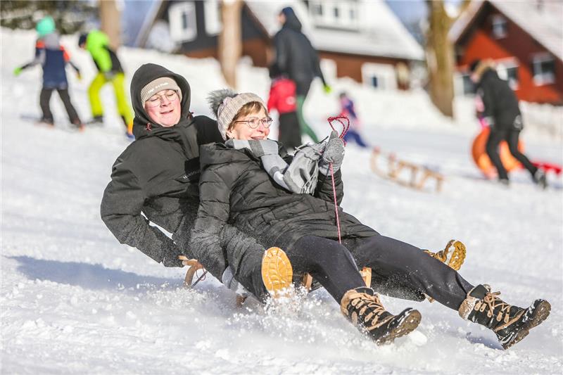 Volksrodeln auf der Ping in Clausthal-Zellerfeld.
