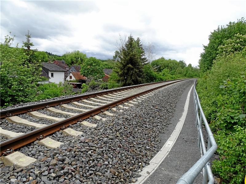 Vorerst kein Bahnhof für Harlingerode Von der Eisenbahnbrücke in der Harlingeroder Meinigstraße aus betrachtet, könnte irgendwo südlich der Gleise (auf dem Bild gesehen linke Seite), eines Tages ein Bahnhaltepunkt entstehen. So hat es sich zumindest der Verein „Pur“ überlegt. Foto: Exner