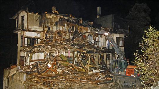 Von der "Villa Helene" blieb in der Brandnacht vom 20. Oktober 2023 nur noch ein Torso.