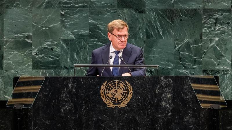 Treffen am Rande der UN: Wadephul und Lawrow bleiben uneins Wadephul bei seiner Rede der UN-Generaldebatte.