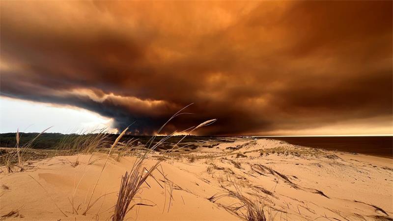 Waldbrände verdunkeln den Himmel über Lacanau-Océan