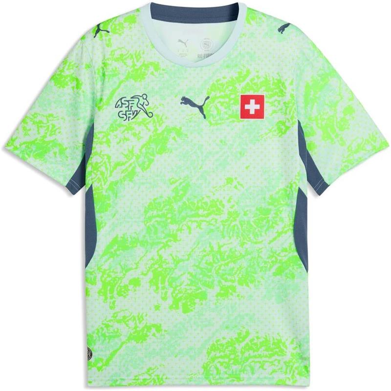 Ein Trikot, das neongrüne Berge zeigt.