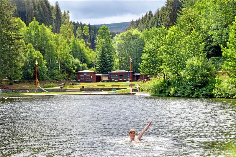 Wenn sie das erste Mal am Tag morgens um 5.30 Uhr ins Wasser springt, hat Frauke Lages meistens das Waldschwimmbad Okerteich ganz für sich allein. Foto: Neumann