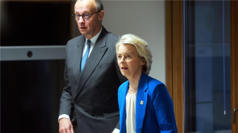 Werben für die Nutzung russischer Gelder: EU-Kommissionspräsidentin Ursula von der Leyen und Bundeskanzler Friedrich Merz