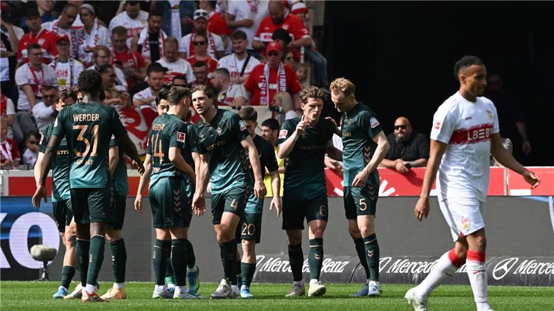 Werder jubelte über das 1:0 in Stuttgart.