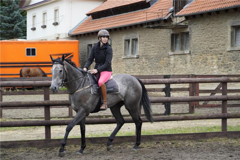 Wie reite ich das Rennpferd? Antonia von der Recke gibt mir Anweisungen, damit es auch klappt. Foto: Schlegel