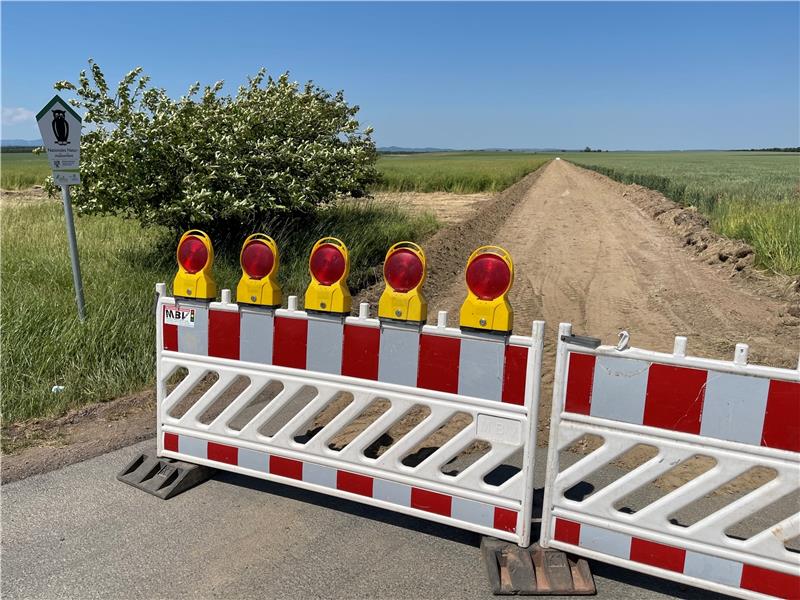 Wo einstmals bei Lüttgenrode der historische Kolonnenweg am Nationalen Naturmonument Grünes Band verlief, ist nun eine Baustelle. Bauarbeiter errichten dort eine moderne Betonspurbahn. Foto: Gereke