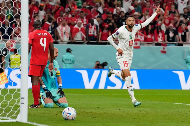 Historischer Tag: Marokko nach 1986 wieder im Achtelfinale Youssef En-Nesyri (r) schoss Marokko zum Sieg gegen Kanada.