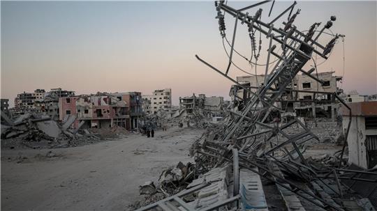 Berichte über israelische Luftangriffe im Gazastreifen Zerstörte Gebäude im Gazastreifen. (Archivbild)