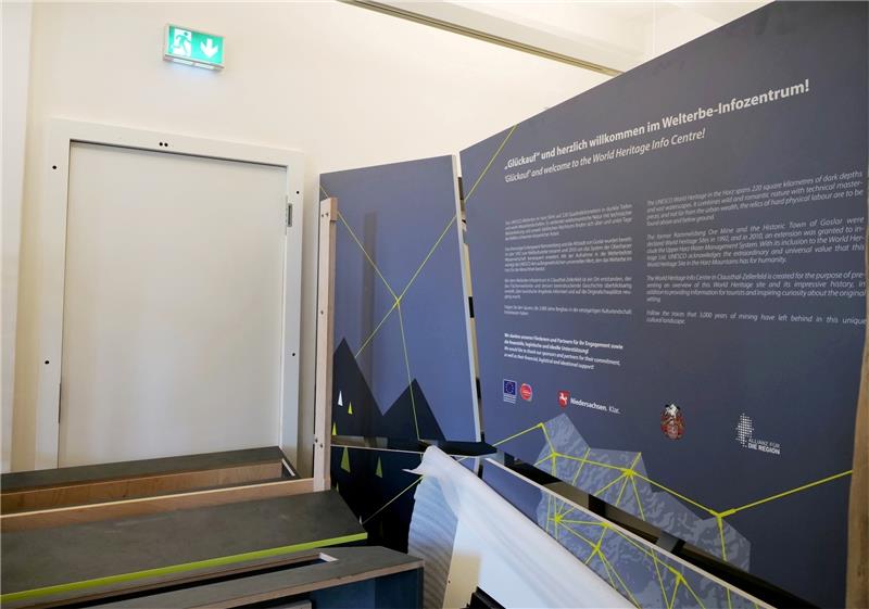 Ausstellung im neuen Welterbe-Infozentrum wird aufgebaut Zur Eröffnung wird der eigentliche Eingang noch nicht zu benutzen sein.