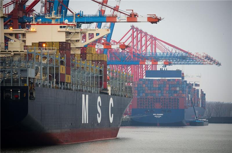 Hamburg beklagt mangelndes Engagement für Seehäfen Zwei Containerschiffe liegen am Terminal Eurogate im Hamburger Hafen.