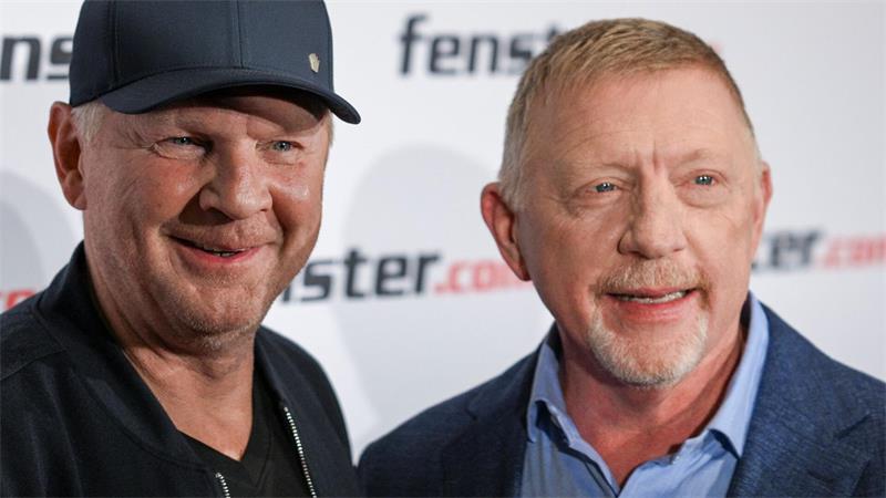 Das Foto zeigt links den Ex-Fußballstar Stefan Effenberg und rechts Tennislegende Boris Becker.
