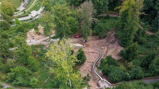 Zwei neue Rutschen im Stadtgarten Calw verbinden künftig den Park mit der Innenstadt.