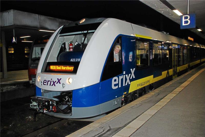 <p>Ein Zug von Erixx, der auf der Strecke zwischen Bad Harzburg und Braunschweig sowie Hannover unterwegs ist. Foto: Willich</p>