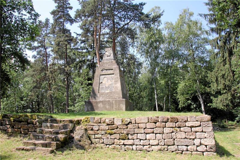 ...und das Denkmal heute: Was früher Schafweide war, ist jetzt dicht mit Bäumen bewachsen.